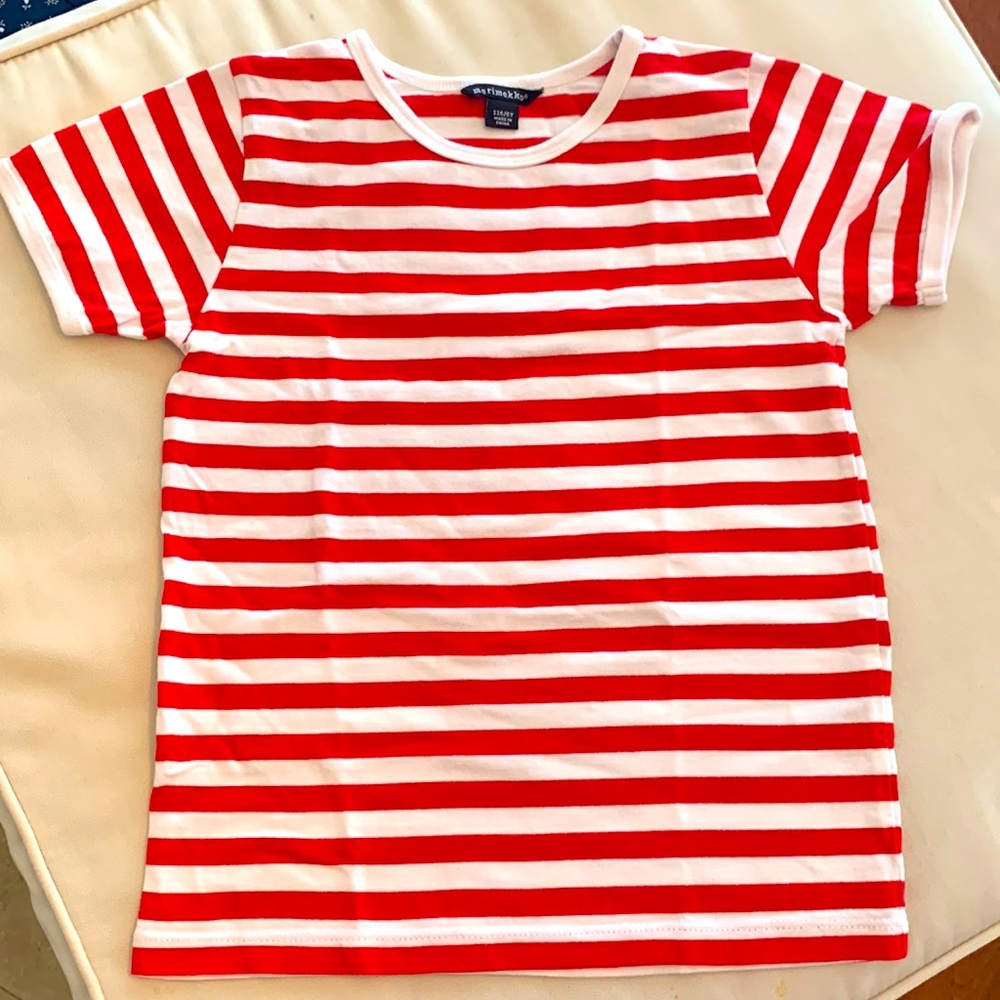 NEW Marimekko classic sailor stripe tee size 6Y (fits 4-6Y) have two